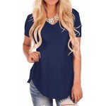 NIASHOT Women's Short Sleeve V-Neck Loose Casual Tee T-Shirt Tops