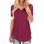 NIASHOT Women's Short Sleeve V-Neck Loose Casual Tee T-Shirt Tops