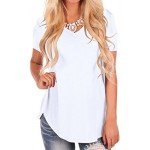 NIASHOT Women's Short Sleeve V-Neck Loose Casual Tee T-Shirt Tops