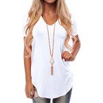 NIASHOT Women's Short Sleeve V-Neck Loose Casual Tee T-Shirt Tops