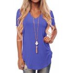 NIASHOT Women's Short Sleeve V-Neck Loose Casual Tee T-Shirt Tops