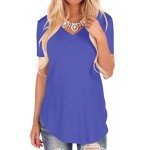 NIASHOT Women's Short Sleeve V-Neck Loose Casual Tee T-Shirt Tops