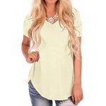 NIASHOT Women's Short Sleeve V-Neck Loose Casual Tee T-Shirt Tops