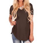 NIASHOT Women's Short Sleeve V-Neck Loose Casual Tee T-Shirt Tops