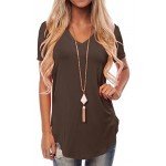 NIASHOT Women's Short Sleeve V-Neck Loose Casual Tee T-Shirt Tops