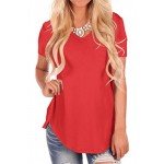 NIASHOT Women's Short Sleeve V-Neck Loose Casual Tee T-Shirt Tops
