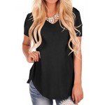 NIASHOT Women's Short Sleeve V-Neck Loose Casual Tee T-Shirt Tops