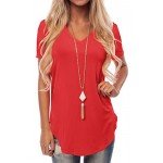 NIASHOT Women's Short Sleeve V-Neck Loose Casual Tee T-Shirt Tops