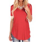 NIASHOT Women's Short Sleeve V-Neck Loose Casual Tee T-Shirt Tops