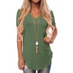 NIASHOT Women's Short Sleeve V-Neck Loose Casual Tee T-Shirt Tops