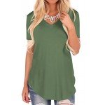 NIASHOT Women's Short Sleeve V-Neck Loose Casual Tee T-Shirt Tops