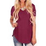 NIASHOT Women's Short Sleeve V-Neck Loose Casual Tee T-Shirt Tops
