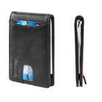 NapaWalli RFID Blocking Bifold Slim Genuine Leather Thin Minimalist Front Pocket Wallets for Men Money Clip Made From Full Grain Leather