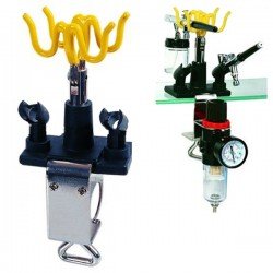 New Airbrush Holder Holds 4 Clamp-On Mount Table Bench Station Gravity Stand Kit