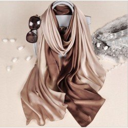 New Design Luxury Brand Solid silk Summer  Scarf Gradient Dip dye Women Muslim Hijab Shawl Long Soft Wrap
