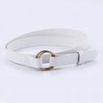 New Double Ring Round circle Buckle gold Ladies PU Leather Belt thin Fashion Wild Personality Knotted Decorative Belts For Women