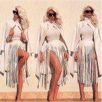 New Hippie Boho Fringe Tassel Black Faux Leather Ladies Belts sexy leisure skirt High Waist Fashion Women Long Belt Nightclub