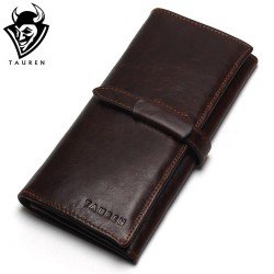 New Luxury Brand 100% Top Genuine Cowhide Leather High Quality Men Long Wallet Coin Purse Vintage Designer Male Carteira Wallets