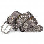 New PU Individuality Rivet Inlay Ancient Belt For Women Fashion Pin Buckle Waist Women Belts Luxury Brands Leather Belt Female