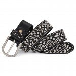 New PU Individuality Rivet Inlay Ancient Belt For Women Fashion Pin Buckle Waist Women Belts Luxury Brands Leather Belt Female