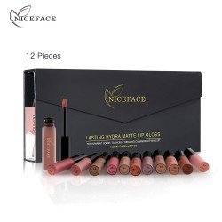 Newly Lipstick Color Women Fashion Feel 12Pcs/set Makeup Matte Lipstick Lip Gloss Pencil Beauty Long Lasting Lip Coloring