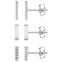 ORAZIO 3 Pairs 20G Stainless Steel Mini Bar Earring Line Ear Studs Stick Stud Earrings For Women and Men
