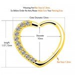 OUFER Body Piercing Jewelry Heart Sharped Right Closure Daith Cartilage Tragus Helix Earrings 16 Gauge