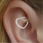 OUFER Body Piercing Jewelry Heart Sharped Right Closure Daith Cartilage Tragus Helix Earrings 16 Gauge