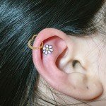 OUFER Body Piercing Jewelry Heart Sharped Right Closure Daith Cartilage Tragus Helix Earrings 16 Gauge