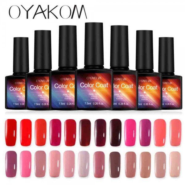 OYAKOM 7.5ml Nail Polish Nail Gel Soak off LED UV Hybrid Gel Varnishes Nail Primer Gel Lacquer Red Pink Sexy Color Nail Makeup