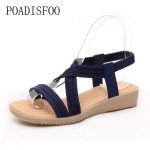 POADISFOO 2017 Fashion Sandals Women Summer  wedges Open Toe Thick Heel Soft Strip PU Women Sandals high-heeled .HYKL-2618
