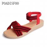 POADISFOO 2017 Fashion Sandals Women Summer  wedges Open Toe Thick Heel Soft Strip PU Women Sandals high-heeled .HYKL-2618