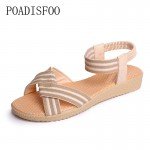 POADISFOO 2017 Fashion Sandals Women Summer  wedges Open Toe Thick Heel Soft Strip PU Women Sandals high-heeled .HYKL-2618
