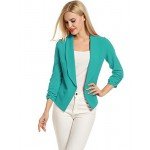 POGT Women 3/4 Sleeve Blazer Open Front Cardigan Jacket Work Office Blazer