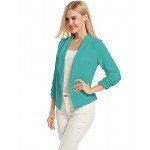 POGT Women 3/4 Sleeve Blazer Open Front Cardigan Jacket Work Office Blazer