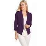 POGT Women 3/4 Sleeve Blazer Open Front Cardigan Jacket Work Office Blazer