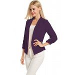 POGT Women 3/4 Sleeve Blazer Open Front Cardigan Jacket Work Office Blazer