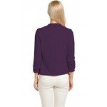 POGT Women 3/4 Sleeve Blazer Open Front Cardigan Jacket Work Office Blazer