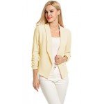 POGT Women 3/4 Sleeve Blazer Open Front Cardigan Jacket Work Office Blazer