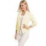 POGT Women 3/4 Sleeve Blazer Open Front Cardigan Jacket Work Office Blazer