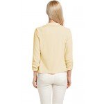 POGT Women 3/4 Sleeve Blazer Open Front Cardigan Jacket Work Office Blazer