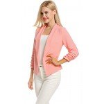 POGT Women 3/4 Sleeve Blazer Open Front Cardigan Jacket Work Office Blazer