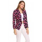 POGT Women 3/4 Sleeve Blazer Open Front Cardigan Jacket Work Office Blazer