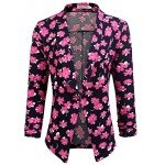 POGT Women 3/4 Sleeve Blazer Open Front Cardigan Jacket Work Office Blazer