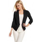 POGT Women 3/4 Sleeve Blazer Open Front Cardigan Jacket Work Office Blazer