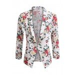 POGT Women 3/4 Sleeve Blazer Open Front Cardigan Jacket Work Office Blazer