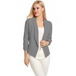 POGT Women 3/4 Sleeve Blazer Open Front Cardigan Jacket Work Office Blazer