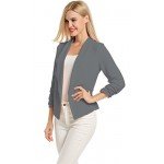 POGT Women 3/4 Sleeve Blazer Open Front Cardigan Jacket Work Office Blazer