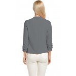 POGT Women 3/4 Sleeve Blazer Open Front Cardigan Jacket Work Office Blazer