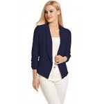 POGT Women 3/4 Sleeve Blazer Open Front Cardigan Jacket Work Office Blazer